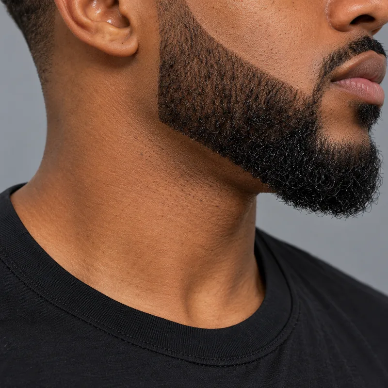 Beard line-up, close side crop