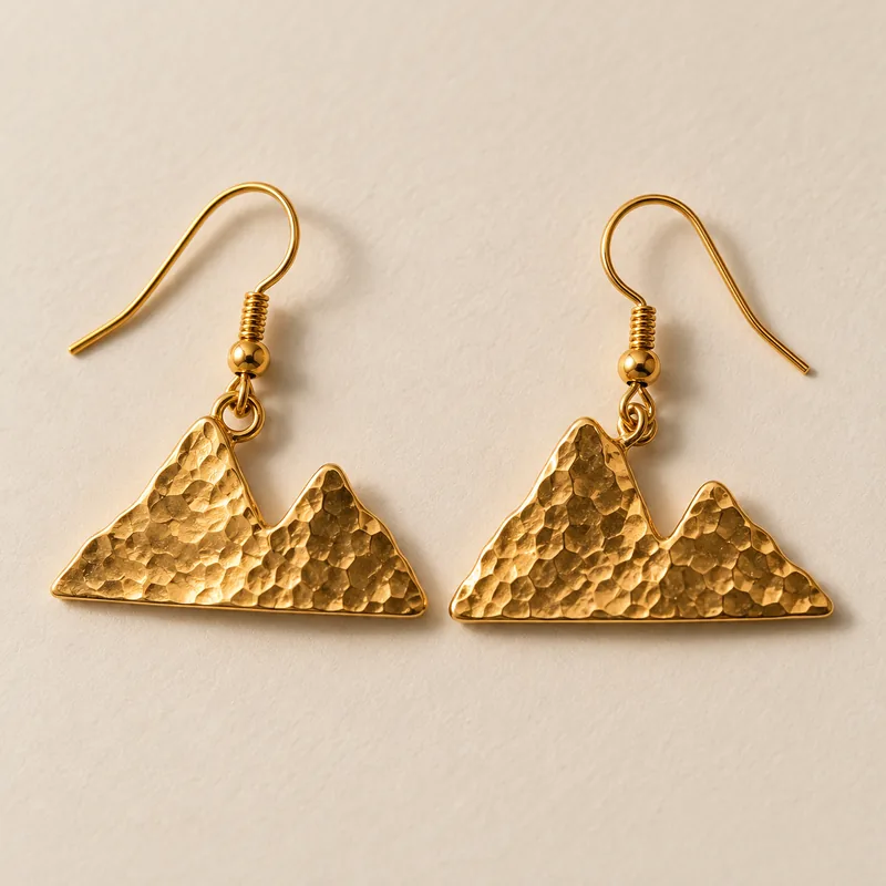 Hammered brass piton-shaped earrings